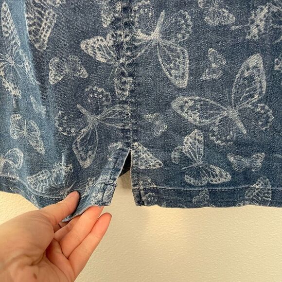 90s Y2K Butterly Denim Mini Dress Size Large - Picture 5 of 7